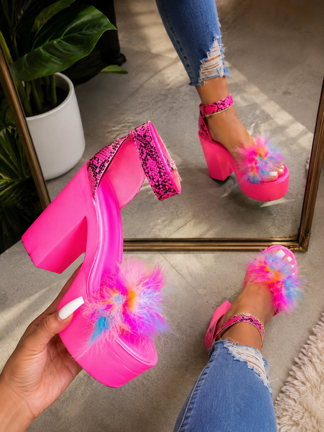 Feather Me Pink Heels