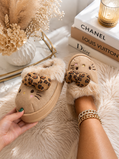 Leopard Print Hello Kitty Slippers