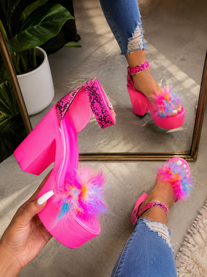 Feather Me Pink Heels
