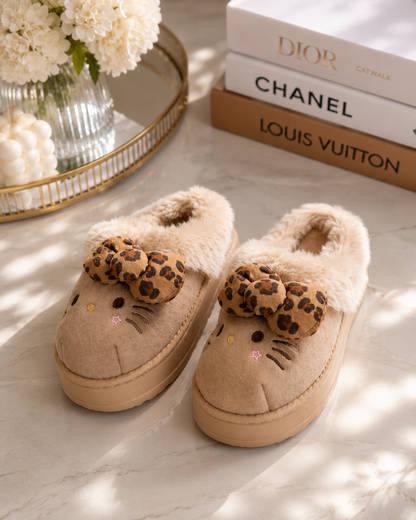 Leopard Print Hello Kitty Slippers